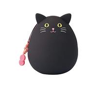 Lihit Lab PuniLabo Mini-Reißverschlusstasche, eiförmig, 5,6 x 6,1 cm, schwarze Katze (A7782-3)