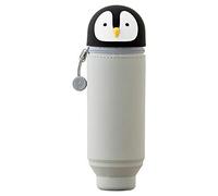 LIHITLAB PuniLabo Stand Up Silicone Pen Case -Pen Holder (2. 4" x 7. 8") (Penguin - A-7712-10)F Y