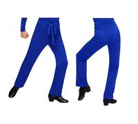 LiiYii Tanzhosen Für Kinder Jungen Klassische Und Moderne Tanzhosen Leggings Mit Reißverschluss Jazz Samba Rumba Salsa Hosen Blau 122-128