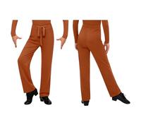 LiiYii Tanzhosen Für Kinder Jungen Klassische Und Moderne Tanzhosen Leggings Mit Reißverschluss Jazz Samba Rumba Salsa Hosen Karamell 122-128