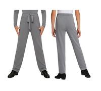 LiiYii Tanzhosen Für Kinder Jungen Klassische Und Moderne Tanzhosen Leggings Mit Reißverschluss Jazz Samba Rumba Salsa Hosen Grau 158-164