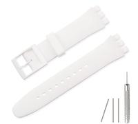Lijinlan Ersatz-Silikonarmband für Swatch 17 mm, 19 mm, 20 mm, wasserdichtes Armband, Uhrenarmband für Swatch (17 mm, weiß)