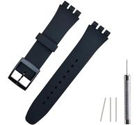 Lijinlan Ersatz-Silikonarmband für Swatch 17 mm, 19 mm, 20 mm, wasserdichtes Armband, Uhrenarmband für Swatch (17 mm, schwarz)