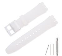Lijinlan Ersatz-Silikonband für Swatch 17 mm, 19 mm, 20 mm, wasserdichtes Uhrenarmband für Swatch (17 mm, klarweiß)