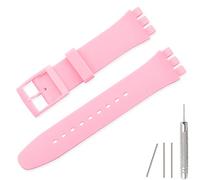 Lijinlan Ersatz-Silikonband für Swatch 17 mm, 19 mm, 20 mm, wasserdichtes Uhrenarmband für Swatch (17 mm, Rosa)