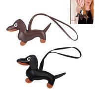 LiJuanWang Dackel Schlüsselanhänger,2 Stück Schlüsselanhänger Hund, Süße Leder Glücksbringer Dackel Keychain,für Handtasche Rucksack Dekoration Schmuck,Geschenke schlüsselanhänger