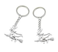 LiJuanWang Schlüsselbund,2 Stück Hexe auf Besen Schlüsselanhänger,Schlüsselbund mit Besenstiel hängen Metall Glücksbringer,Rucksack Haken,Thema Party Geschenk,für den besten Freund,Für Männer,Frauen