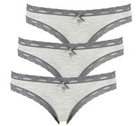 LIKE IT 3er Pack Damen Mini-Slip in Geschenkbox - Nina von C. - 6016 - Modal mit Spitze (L, Anthrazit)