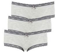 LIKE IT 3er Pack Damen Panty Slips in Geschenkbox - Nina von C. - 6016 - Modal mit Spitze (M, Anthrazit)