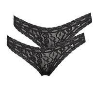 LIKE IT Nina von C 6005 - Spitzen String - 2er-Pack (L, Schwarz)