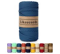 Likeecords 4 mm Polyester geflochtene Makramee-Kordel 160 m, elastisches Makramee-Seil, Häkeltasche für Bastelarbeiten, Pflanzenaufhänger, Tasche und Heimdekorationen (dunkelblau)