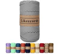 Likeecords Poliestere Corda 4mm x 130m,Cordino Per Borse Uncinetto,Polipropilene Macrame Corda intrecciata,Macramè Filo per Appendiabiti per Fiori, Home Decor （Grigio）