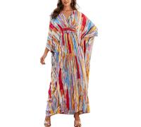 LikeJump Damen Boho Maxi Langes Kaftan Strand Cover Up Bademode Kimono Maxikleid Plus Size Tops, One size