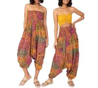 likemary Haremshose Damen Sommer - 2-in-1 Pumphose mit Taschen Wird zum Jumpsuit Overall - Pluderhose aus Viskose leicht - Fuchsia Rosa Plus