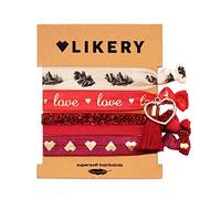LIKERY Love Haargummi Set Damen - 4er Set Haargummis und Armbänder - elastische Haarbänder aus Stoff - Haargummi Armband 2in1 - Haarschmuck für Frauen Mädchen