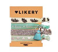 LIKERY Love Haargummi Set Damen - 4er Set Haargummis und Armbänder - elastische Haarbänder aus Stoff - Haargummi Armband 2in1 - Haarschmuck für Frauen Mädchen