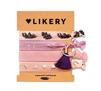 LIKERY Love Haargummi Set Damen - 4er Set Haargummis und Armbänder - elastische Haarbänder aus Stoff - Haargummi Armband 2in1 - Haarschmuck für Frauen Mädchen