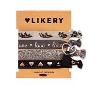 LIKERY Love Haargummi Set Damen - 4er Set Haargummis und Armbänder - elastische Haarbänder aus Stoff - Haargummi Armband 2in1 - Haarschmuck für Frauen Mädchen