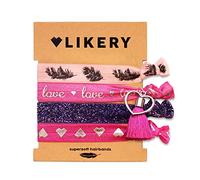 LIKERY Love Haargummi Set Damen - 4er Set Haargummis und Armbänder - elastische Haarbänder aus Stoff - Haargummi Armband 2in1 - Haarschmuck für Frauen Mädchen