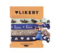 LIKERY Love Haargummi Set Damen - 4er Set Haargummis und Armbänder - elastische Haarbänder aus Stoff - Haargummi Armband 2in1 - Haarschmuck für Frauen Mädchen