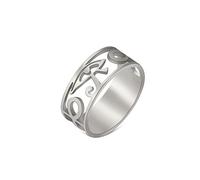 LIKGREAT Auge des Horus Ring Altägyptisches Symbol Horus Auge Ankh Ringe Ägypten Augen des Ra Ring Glück Amulett Schutz Edelstahlschmuck für Männer Frauen Weihnachten (Durchmesser 17mm, Silber)