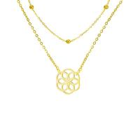 LIKGREAT Blume des Lebens Halskette Seeds of Life Anhänger Halskette Heilige Geometrie Symbol Halskette Spirituelle Heilung Amulett Schmuck (Gold-2)