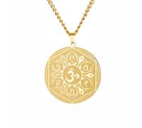 LIKGREAT Om Lotus Halskette Buddhistisches Halskette (gold)