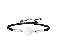 LIKGREAT Sikhismus Khanda Armband Gerechtigkeit Sikh Symbol Einstellbare Geflochtene Seil Armbänder Indien Religiöse Armbänder Schmuck für Männer Frauen (Schwarzes Seil-Silber)