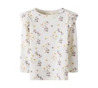 Langarmshirt LIL' ATELIER "NMFGAVO EKO LS SLIM TOP LIL NOOS", Mädchen, Gr. 110, coconut milk aop:flower mix, Jersey, Obermaterial: 57% Baumwolle, 38% Lyocell, 5% Elasthan, bedruckt, slim fit normal, R