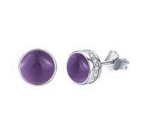 Lila Amethyst Ohrstecker 925 Sterling Silber Rund Ohrstecker Hypoallergen Amethyst Ohrringe für Damen Mädchen 7 mm