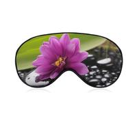 Lila Blume mit schwarzem Stein Augenmaske, Seitenschlafmaske Leichte Augenbinde, Schlafmaske, Nasenpolster und Gummiband für Kinder, Frauen und Männer