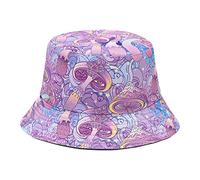 Lila Fischerhüte mit lebendigen Pilzen für Männer, Frauen, Teenager