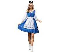 Lila Gothic-Kleid Oktoberfestkleid mit Schürze und Puffärmeln (Blue, L)