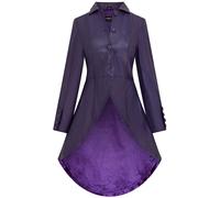 Lila Gothic-Ledermantel für Damen in viktorianischer Länge - Vantaa L