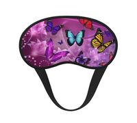 Lila Schmetterlinge Druck verstellbare Augenabdeckung zum Schlafen, bequeme, druckfreie und atmungsaktive Schlafmasken