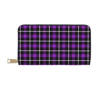 Lila Tartan Dots Plaid Print Geldbörse Damen Leder Bifold Multi Card Wallet Lange Geldbörse Damen Geldbörsen