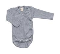 Lilano Baby Wickelbody Langarm Wolle Seide blau-geringelt Gr.62