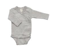 Lilano Baby Wickelbody Langarm Wolle Seide grau-geringelt Gr.62