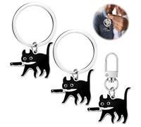 LILELIG 2 Stück Schwarzer Katzen Schlüsselanhänger, 1 Stück Katzen Handy-Schnalle, Süße Schlüsselanhänger Für Halloween, Schwarzer Katzenkram-Schlüsselanhänger, Geschenke Für Katzenliebhaber