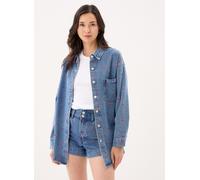 Lili Sidonio - Bekleidung Young Ladies Woven Overshirt EL1138EP - Blau - Größe XS