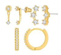 LILIE&WHITE Ohrringe Elegantes 3er Set Ohrstecker für Damen, Zeitloses Design mit Zirkonia, Perfekt für Alltag und besondere Anlässe, Goldene Ohrringe im modernen Stil