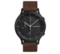 Lilienthal Berlin Chronograph All Black in schwarz - Herrenuhr am braunen Lederband - aus 316L Chirurgenstahl mit einem Quarzuhrwerk & saphirgehärtetem Mineralglas - 42,5 mm