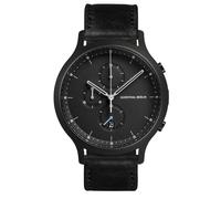Lilienthal Berlin Chronograph All Black in schwarz - Herrenuhr am schwarzen Leder-Armband - aus 316L Chirurgenstahl mit einem Quarzuhrwerk & saphirgehärtetem Mineralglas - 42,5 mm