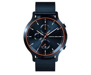 Lilienthal Berlin Chronograph Blue Orange IV in dunkelblau - Herrenuhr am blauen Mesh Armband - aus Chirurgenstahl mit einem Quarzuhrwerk & saphirgehärtetem Mineralglas - 42,5 mm