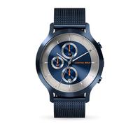 Lilienthal Berlin Chronograph LP Black Cyan in schwarz - Herrenuhr am schwarzen Leder-Armband aus 316L Chirurgenstahl mit einem Quarzuhrwerk & saphirgehärtetem Mineralglas - 42,5 mm