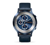 Lilienthal Berlin Chronograph LP Blue Silver in dunkelblau - Herrenuhr am dunkelblauen Leder-Armband aus 316L Chirurgenstahl mit einem Quarzuhrwerk & saphirgehärtetem Mineralglas - 42,5 mm