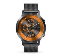 Lilienthal Berlin Chronograph LP Dark Silver Orange in dunkelgrau - Herrenuhr am anthraziten Mesh-Armband aus 316L Chirurgenstahl mit einem Quarzuhrwerk & saphirgehärtetem Mineralglas - 42,5 mm