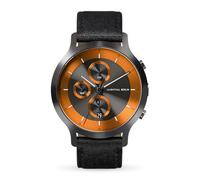 Lilienthal Berlin Chronograph LP Dark Silver Orange in dunkelgrau - Herrenuhr am schwarzen Leder-Armband aus 316L Chirurgenstahl mit einem Quarzuhrwerk & saphirgehärtetem Mineralglas - 42,5 mm