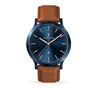 Lilienthal Berlin Herrenuhr Huxley in Blue Rose Gold - Armbanduhr am hellbraunen Leder-Armband - aus 316L Chirurgenstahl mit einem Quarzuhrwerk & saphirgehärtetem Mineralglas - 40 mm