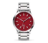 Lilienthal Berlin Herrenuhr Huxley in Crimson Red - Armbanduhr am Silber glänzenden Edelstahl-Armband - aus 316L Chirurgenstahl mit einem Quarzuhrwerk & saphirgehärtetem Mineralglas - 40 mm